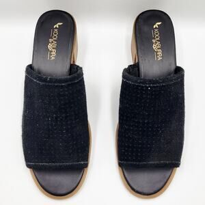 Koolaburra by UGG Raychel Sandals Black Suede Open-toe Slide Chunky Heel Size 9